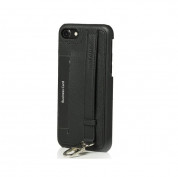 Mike Galeli Back Case JESSE - кожен (естествена кожа) кейс с въже за ръката и джоб за кредитна карта за iPhone SE (2020), iPhone 8, iPhone 7 (черен) 2