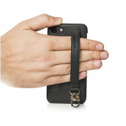 Mike Galeli Back Case JESSE - кожен (естествена кожа) кейс с въже за ръката и джоб за кредитна карта за iPhone SE (2020), iPhone 8, iPhone 7 (черен) 4