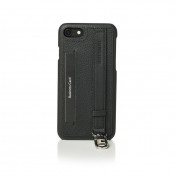 Mike Galeli Back Case JESSE - кожен (естествена кожа) кейс с въже за ръката и джоб за кредитна карта за iPhone SE (2020), iPhone 8, iPhone 7 (черен) 1