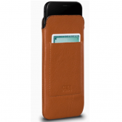SENA Bence UltrasSlim Wallet - кожен калъф (естествена кожа, ръчна изработка) с джоб за кредитна карта за iPhone XS, iPhone X (кафяв)