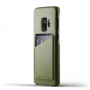 Mujjo Leather Wallet Case - кожен (естествена кожа) кейс с джоб за кредитна карта за Samsung Galaxy S9 (зелен)