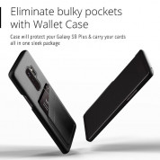 Mujjo Leather Wallet Case - кожен (естествена кожа) кейс с джоб за кредитна карта за Samsung Galaxy S9 Plus (черен) 2