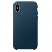SDesign Leather Original Case - качествен кожен (естествена кожа) кейс за iPhone XS, iPhone X (син)