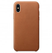 SDesign Leather Original Case - качествен кожен (естествена кожа) кейс за iPhone XS, iPhone X (кафяв)