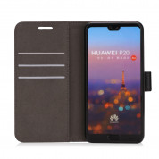 Redneck Prima Folio - кожен калъф, тип портфейл и поставка за Huawei P20 (черен) 2