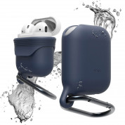 Elago Airpods Waterproof Hang Case - водоустойчив силиконов калъф с карабинер за Apple Airpods (тъмносин)
