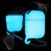 Elago Airpods Waterproof Hang Case - водоустойчив силиконов калъф с карабинер за Apple Airpods (фосфорисциращ)