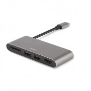 Moshi USB-C Multimedia Adapter - адаптер за свързване от USB-C към HDMI 4K, SD card reader, 2 x USB-A (тъмносив)