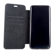 BMW Signature Leather Booktype Case - кожен калъф (естествена кожа), тип портфейл за Samsung Galaxy S9 Plus (черен) 2