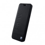 BMW Signature Leather Booktype Case - кожен калъф (естествена кожа), тип портфейл за Samsung Galaxy S9 Plus (черен)
