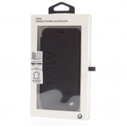BMW Signature Leather Booktype Case - кожен калъф (естествена кожа), тип портфейл за Samsung Galaxy S9 (черен) 3