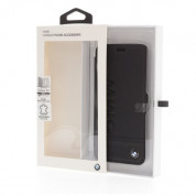 BMW Signature Leather Booktype Case - кожен калъф (естествена кожа), тип портфейл за Samsung Galaxy S9 (черен) 2