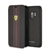 Ferrari Urban PU Leather Booktype Case - кожен калъф, тип портфейл за Samsung Galaxy S9 (черен)