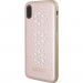 Guess Studs and Sparkles Leather Hard Case - дизайнерски кожен кейс за iPhone XS, iPhone X (розово злато) 2