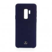 Mercedes-Benz Liquid Silicone Case - оригинален твърд силиконов кейс за Samsung Galaxy S9 Plus (тъмносин)