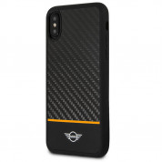 Mini Cooper Carbon Fiber Soft Case - дизайнерски карбонов кейс с TPU рамка за iPhone XS, iPhone X (черен) 4