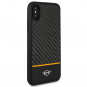 Mini Cooper Carbon Fiber Soft Case - дизайнерски карбонов кейс с TPU рамка за iPhone XS, iPhone X (черен) 1