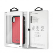 Mini Cooper Debossed Lines PU Soft Case - оригинален кожен кейс за iPhone XS, iPhone X (червен) 2