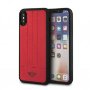 Mini Cooper Debossed Lines PU Soft Case - оригинален кожен кейс за iPhone XS, iPhone X (червен)