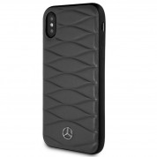 Mercedes-Benz Pattern III Leather Hard Case - кожен кейс (естествена кожа) за iPhone XS, iPhone X (тъмносив) 7
