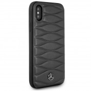 Mercedes-Benz Pattern III Leather Hard Case - кожен кейс (естествена кожа) за iPhone XS, iPhone X (тъмносив) 8