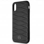 Mercedes-Benz Pattern III Leather Hard Case - кожен кейс (естествена кожа) за iPhone XS, iPhone X (тъмносив) 5