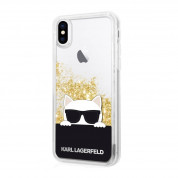 Karl Lagerfeld Choupette Sunglasses Glitter Hard Case - дизайнерски кейс с висока защита за iPhone XS, iPhone X (черен)