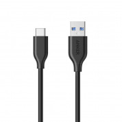 Anker Powerline USB-A to USB-C 3.0 0.9m - бърз и издръжлив кабел за зареждане на устройства с USB-C (0.9 м) (черен)