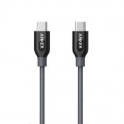 Anker Powerline+ USB-C to USB-C 2.0 0.9m - бърз и издръжлив USB-C към USB-C кабел за устройства с USB-C порт (0.9 м) (сив)