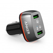Anker PowerDrive+ 2 Ports Quick Charge 3.0 42W Dual USB Car Charger с PowerIQ - зарядно за кола с два USB изхода и технология за бързо зареждане (черен)