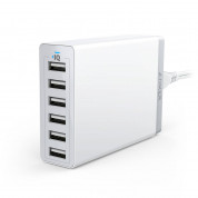 Anker PowerPort 6 Ports (60W) с PowerIQ и VoltageBoost - захранване с 6 x USB изхода за мобилни телефони и таблети (бял)