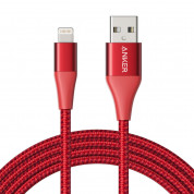 Anker PowerLine+ II USB-A to Lightning Cable - сертифициран (MFi) USB към Lightning кабел за Apple устройства с Lightning порт (180 см) (червен)