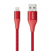 Anker PowerLine+ II USB-A to Lightning Cable - сертифициран (MFi) USB към Lightning кабел за Apple устройства с Lightning порт (90 см) (червен)