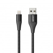 Anker PowerLine+ II USB-A to Lightning Cable - сертифициран (MFi) USB към Lightning кабел за Apple устройства с Lightning порт (90 см) (черен)