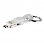4smarts 3in1 Mini Cable KeyRing - кабел тип ключодържател за Lightning, USB-C и MicroUSB стандарти (бял)