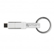 4smarts 3in1 Mini Cable KeyRing - кабел тип ключодържател за Lightning, USB-C и MicroUSB стандарти (бял) 1