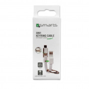 4smarts 3in1 Mini Cable KeyRing - кабел тип ключодържател за Lightning, USB-C и MicroUSB стандарти (бял) 6