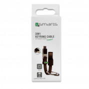 4smarts 3in1 Mini Cable KeyRing - кабел тип ключодържател за Lightning, USB-C и MicroUSB стандарти (черен) 5