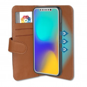4smarts Ultimag 2in1 Flip Wallet and Car Case - кожен калъф и кейс с магнитно захващане за iPhone XS, iPhone X (кафяв)