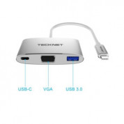 TeckNet TPD001 USB-C to VGA Multiport Adapter - адаптер за свързване от USB-C към VGA, USB-C и USB-A 3.0 2
