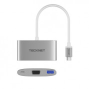 TeckNet TPD001 USB-C to VGA Multiport Adapter - адаптер за свързване от USB-C към VGA, USB-C и USB-A 3.0 1