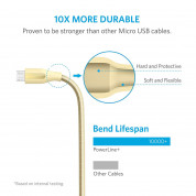 Anker Powerline+ Nylon Micro USB cable 180 cm - качествен плетен кабел за зареждане на устройства с microUSB порт (180 см) (златист) 1