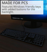 Matias Backlit Wired Aluminum Keyboard with Numeric Keypad - качествена алуминиева жична клавиатура с подсветка за PC (черен)  3