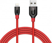 Anker Powerline+ Nylon Lightning cable 1.8m - сертифициран Lightning кабел за iPhone, iPad и iPod с Lightning (1.8 м) (червен)