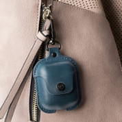 TwelveSouth AirSnap Leather Case - кожен калъф (ествествена кожа) за Apple AirPods и Apple AirPods 2 (тъмносин) 3