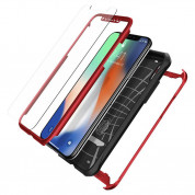 Spigen Reventon Case - хибриден удароустойчив кейс и 2 броя стъклено покритие за iPhone XS, iPhone X (черен-червен) 8