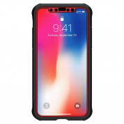 Spigen Reventon Case - хибриден удароустойчив кейс и 2 броя стъклено покритие за iPhone XS, iPhone X (черен-червен) 6
