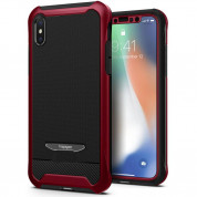 Spigen Reventon Case - хибриден удароустойчив кейс и 2 броя стъклено покритие за iPhone XS, iPhone X (черен-червен)