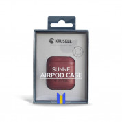 Krusell Sunne Leather Case - кожен кейс (ествествена кожа) за Apple Airpods (червен) 4