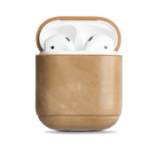 Krusell Sunne Leather Case - кожен кейс (ествествена кожа) за Apple Airpods (кафяв)